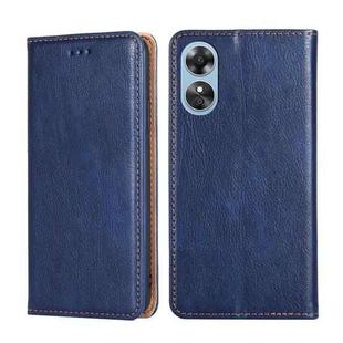 For OPPO A17 Gloss Oil Solid Color Magnetic Leather Phone Case(Blue)