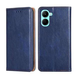 For Realme C33 4G Gloss Oil Solid Color Magnetic Leather Phone Case(Blue)