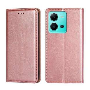For vivo V25 5G/V25e 5G/X80 Lite Gloss Oil Solid Color Magnetic Leather Phone Case(Rose Gold)