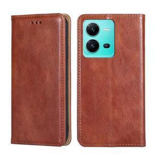 For vivo V25 5G/V25e 5G/X80 Lite Gloss Oil Solid Color Magnetic Leather Phone Case(Brown)