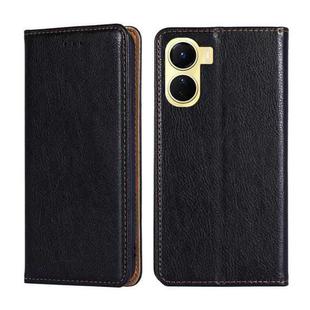 For vivo Y16 4G/Y02s 4G Gloss Oil Solid Color Magnetic Leather Phone Case(Black)