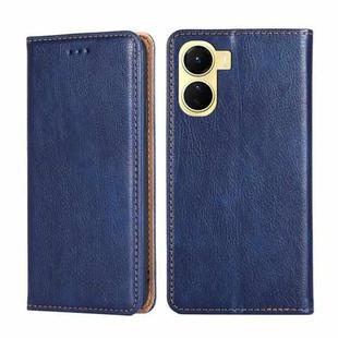 For vivo Y16 4G/Y02s 4G Gloss Oil Solid Color Magnetic Leather Phone Case(Blue)