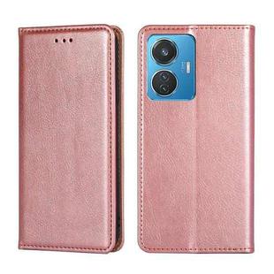 For vivo Y55 4G Gloss Oil Solid Color Magnetic Leather Phone Case(Rose Gold)