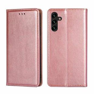 For Samsung Galaxy A04s Gloss Oil Solid Color Magnetic Leather Phone Case(Rose Gold)
