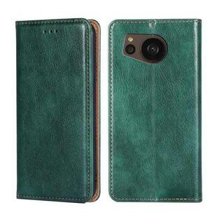 For Sharp Aquos sense7 Plus Gloss Oil Solid Color Magnetic Leather Phone Case(Green)