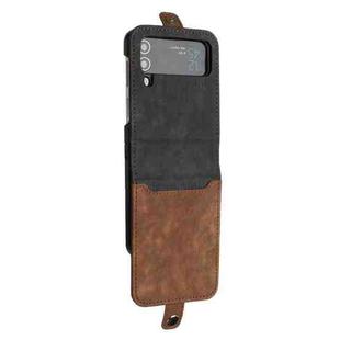 For Samsung Galaxy Z Flip 3 5G Side Buckle Double Fold Leather Phone Case(Brown)