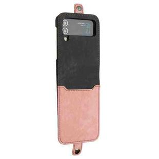 For Samsung Galaxy Z Flip 3 5G Side Buckle Double Fold Leather Phone Case(Pink)