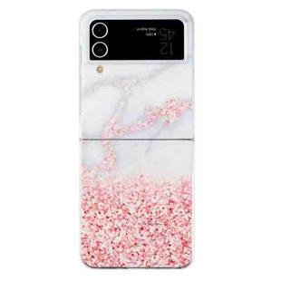 For Samsung Galaxy Z Flip 3 5G Foldable Colored Drawing PC Phone Case(Pink White Marble)