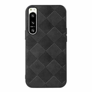 For Sony Xperia 5 IV Weave Plaid PU Phone Case(Black)