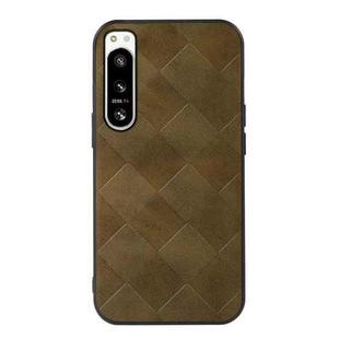 For Sony Xperia 5 IV Weave Plaid PU Phone Case(Green)