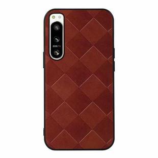 For Sony Xperia 5 IV Weave Plaid PU Phone Case(Brown)