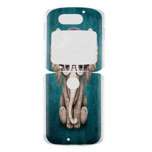 For Motorola Razr 5G Foldable Colored Drawing PC Phone Case(Earphone Elephant)