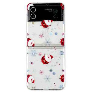 For Samsung Galaxy Z Flip 4 5G Foldable Christmas Colored Painting PC Phone Case(Snowflake Santa)
