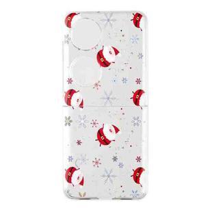 For Huawei P50 Pocket Foldable Christmas Colored Painting PC Phone Case(Snowflake Santa)