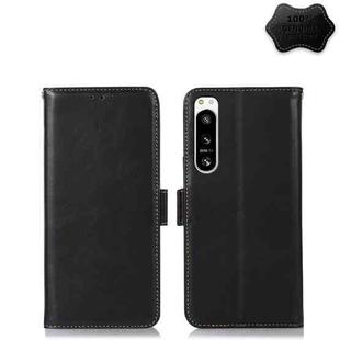 For Sony Xperia 5 IV Crazy Horse Top Layer Cowhide Leather Phone Case(Black)