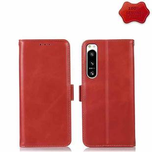 For Sony Xperia 5 IV Crazy Horse Top Layer Cowhide Leather Phone Case(Red)