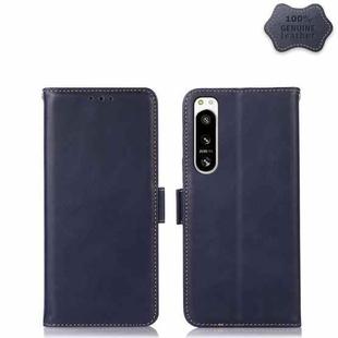 For Sony Xperia 5 IV Crazy Horse Top Layer Cowhide Leather Phone Case(Blue)