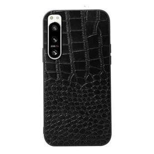 For Sony Xperia 5 IV Crocodile Texture Genuine Leather Phone Case(Black)