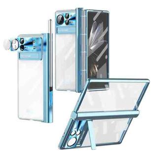 For Xiaomi Mix Fold 2 Magnetic Hinges Plating Phone Case with Holder(Blue)