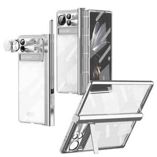For Xiaomi Mix Fold 2 Magnetic Hinges Plating Phone Case with Holder(Silver)