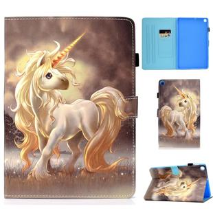 For Galaxy Tab S6 Lite Sewing Thread Horizontal Painted Flat Leather Case with Pen Cover & Anti Skid Strip & Card Slot & Holder(Unicorn)