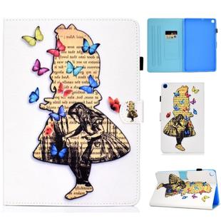 For Galaxy Tab S6 Lite Sewing Thread Horizontal Painted Flat Leather Case with Pen Cover & Anti Skid Strip & Card Slot & Holder(Girl)