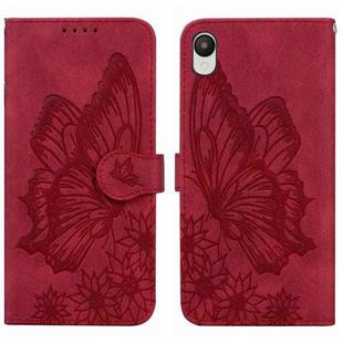 For Samsung Galaxy A23E Retro Skin Feel Butterflies Embossing Horizontal Flip Leather Phone Case(Red)