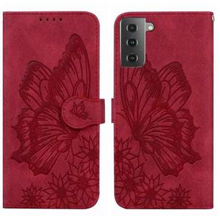 For Samsung Galaxy S23 5G Retro Skin Feel Butterflies Embossing Horizontal Flip Leather Phone Case(Red)