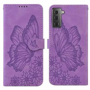 For Samsung Galaxy S23 5G Retro Skin Feel Butterflies Embossing Horizontal Flip Leather Phone Case(Purple)