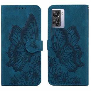 For OPPO A57 5G Retro Skin Feel Butterflies Embossing Horizontal Flip Leather Phone Case(Blue)