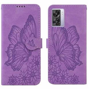 For OPPO A57 5G Retro Skin Feel Butterflies Embossing Horizontal Flip Leather Phone Case(Purple)