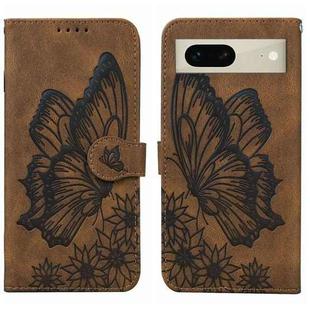 For Google Pixel 7 5G Retro Skin Feel Butterflies Embossing Horizontal Flip Leather Phone Case(Brown)