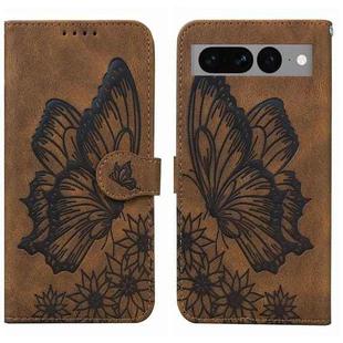 For Google Pixel 7 Pro 5G Retro Skin Feel Butterflies Embossing Horizontal Flip Leather Phone Case(Brown)