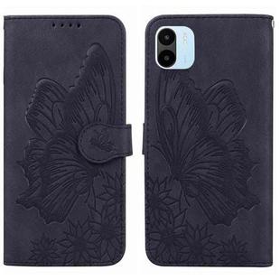 For Xiaomi Redmi A1 Retro Skin Feel Butterflies Embossing Horizontal Flip Leather Phone Case(Black)