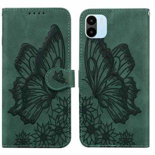 For Xiaomi Redmi A1 Retro Skin Feel Butterflies Embossing Horizontal Flip Leather Phone Case(Green)