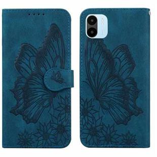 For Xiaomi Redmi A1 Retro Skin Feel Butterflies Embossing Horizontal Flip Leather Phone Case(Blue)
