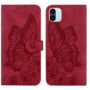 For Xiaomi Redmi A1 Retro Skin Feel Butterflies Embossing Horizontal Flip Leather Phone Case(Red)