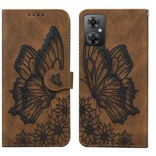 For Xiaomi Poco M4 5G Retro Skin Feel Butterflies Embossing Horizontal Flip Leather Phone Case(Brown)