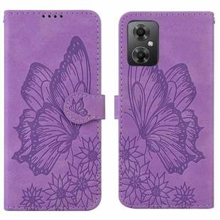 For Xiaomi Poco M4 5G Retro Skin Feel Butterflies Embossing Horizontal Flip Leather Phone Case(Purple)