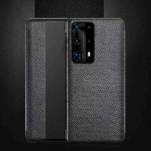 For Huawei P40 Shockproof Smart Horizontal Flip Leather Case with Sleep / Wake-up Function(Black)