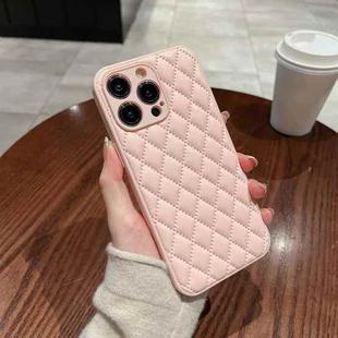 For iPhone 12 Rhombic Texture Lambskin Phone Case(Pink)