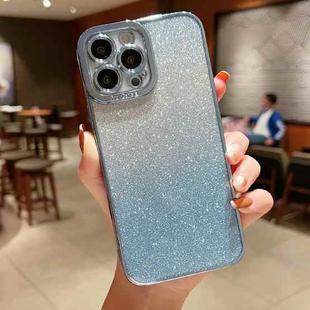 For iPhone X / XS High Transparent Gradient Color Glitter TPU Phone Case(Blue)