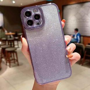 For iPhone 12 High Transparent Gradient Color Glitter TPU Phone Case(Purple)