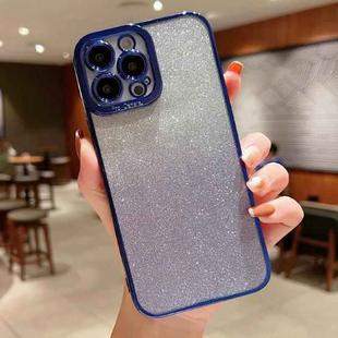 For iPhone 12 mini High Transparent Gradient Color Glitter TPU Phone Case(Dark Blue)
