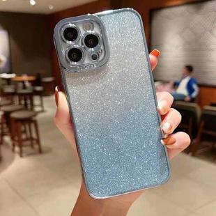 For iPhone 12 mini High Transparent Gradient Color Glitter TPU Phone Case(Blue)