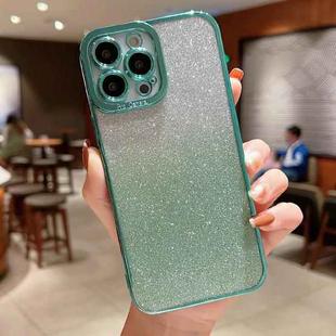 For iPhone 13 High Transparent Gradient Color Glitter TPU Phone Case(Light Green)
