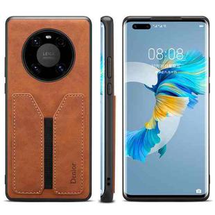 For Huawei Mate 50 Denior DV Elastic Card PU Back Cover Phone Case(Brown)