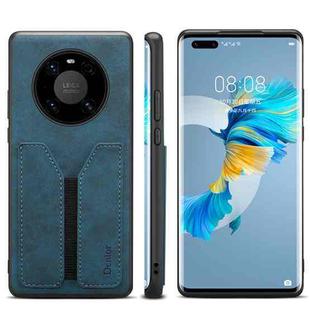 For Huawei Mate 50 Pro Denior DV Elastic Card PU Back Cover Phone Case(Blue)