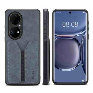 For Huawei P50 Denior DV Elastic Card PU Back Cover Phone Case(Grey)