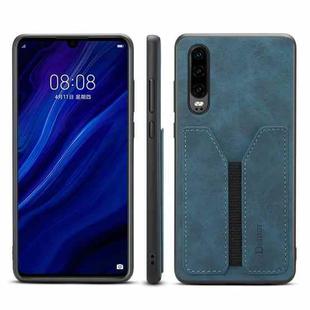 For Huawei P30 Denior DV Elastic Card PU Back Cover Phone Case(Blue)